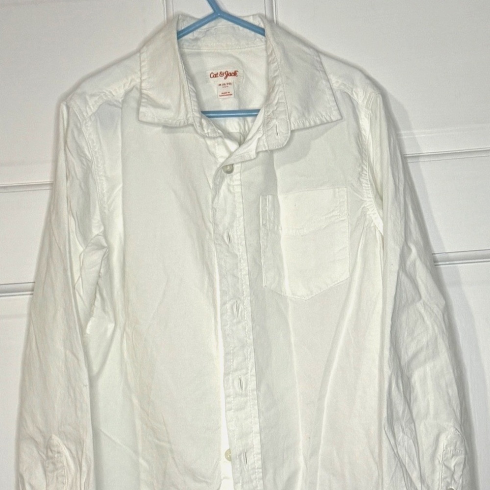 CAT & JACK - Boys Long Sleeve Dress Shirt - White - Size M 8/10